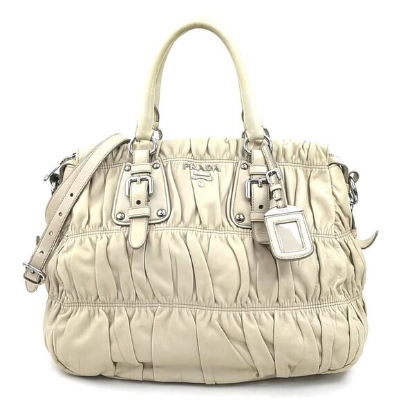PRADA Beige Leather Shoulder Bag - Picture 1 of 5